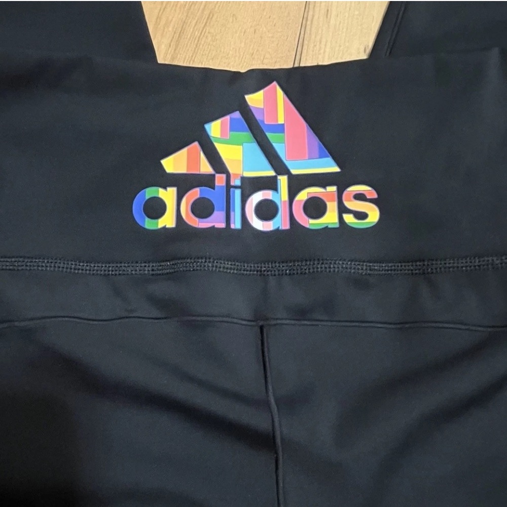 ADIDAS Pride Believe This 2.0 Leggings 1X 3-Stripes Rainbow 7/8 Length - Picture 9 of 14